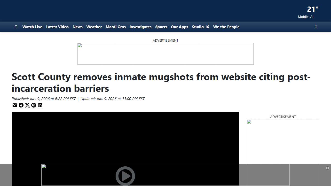 Scott County removes inmate mugshots from website citing post-incarceration barriers